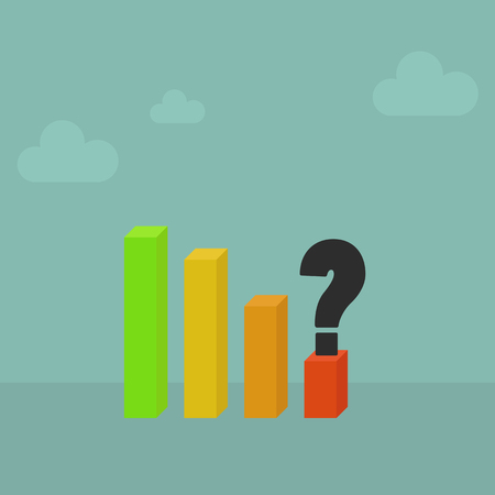 Falling profits graph with question mark,Vector EPS10.のイラスト素材