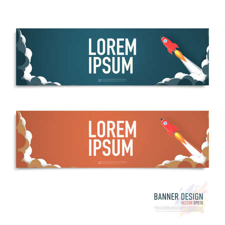 Rocket lunch concept banner design background.のイラスト素材