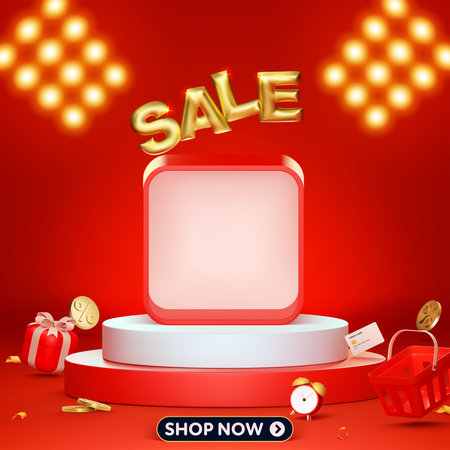 3D style Sale banner template design for web or social media.のイラスト素材