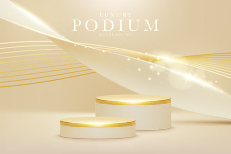 3d style podium gold luxury background, vector illustration for sale or online marketing.のイラスト素材
