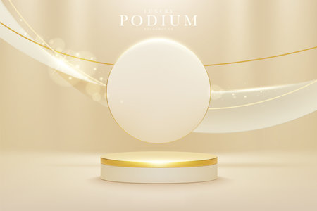 3d style podium gold luxury background, vector illustration for sale or online marketing.のイラスト素材