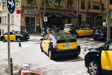 A car parked on a city streetの写真素材