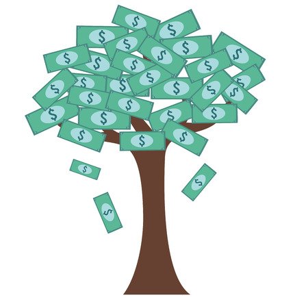 Tree with dollar bills for leavesのイラスト素材