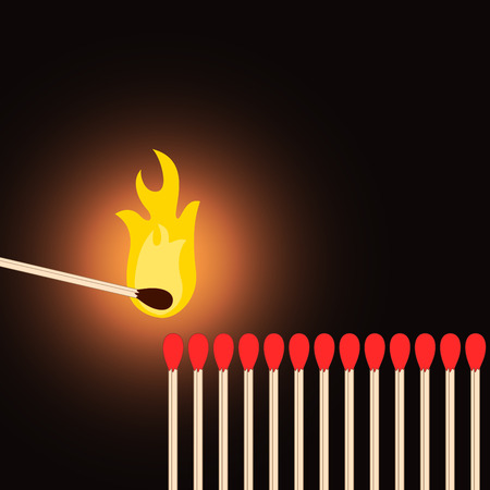 One matchstick lighting othersのイラスト素材