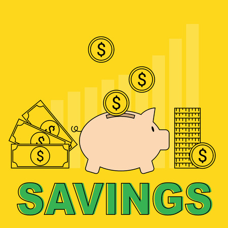 Money savings and growth concept thin line style illustrationのイラスト素材
