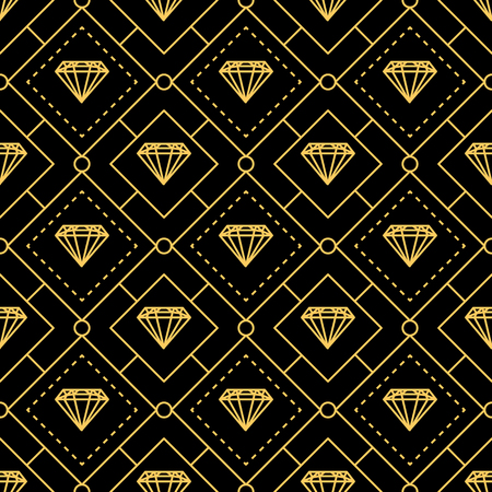 Luxurious golden lines diamond seamless patternのイラスト素材