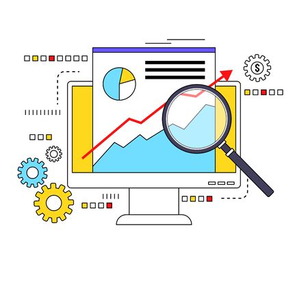 Market data analysis concept thin line style illustrationのイラスト素材