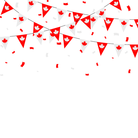 Canadian flag themed buntings and confettiのイラスト素材