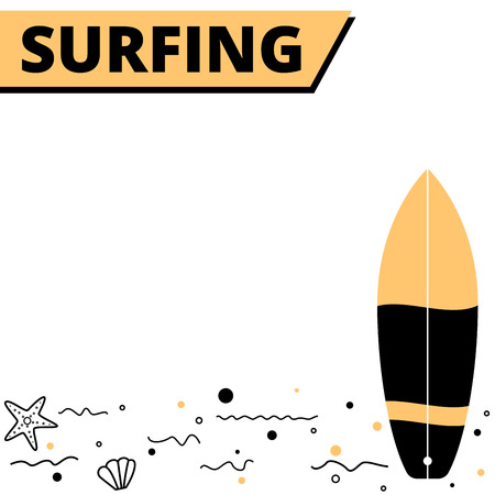 Black and gold surfing bannerのイラスト素材