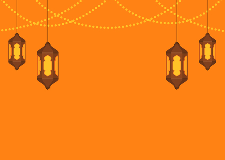 Ramadan themed banner design with lights and lanternsのイラスト素材