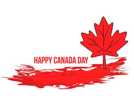 Grunge Canada day banner with red maple leafのイラスト素材
