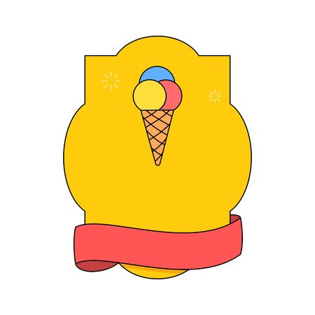 Cone ice cream blank sticker templateのイラスト素材