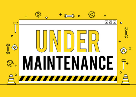 Thin line style under maintenance message bannerのイラスト素材