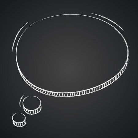 Chalk thought bubble on blackboardのイラスト素材