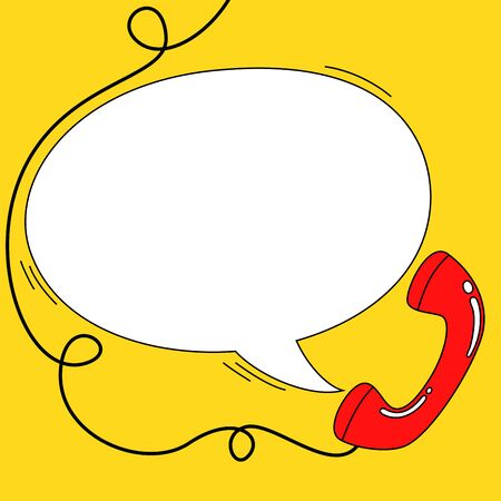 Contact themed banner with phone receiver and blank speech bubbleのイラスト素材
