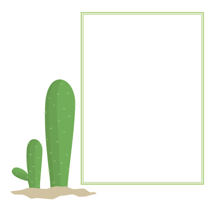 Cartoon style cactus plants and blank frameのイラスト素材