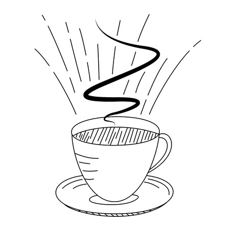 Lines drawing of cup of tea illustration.のイラスト素材
