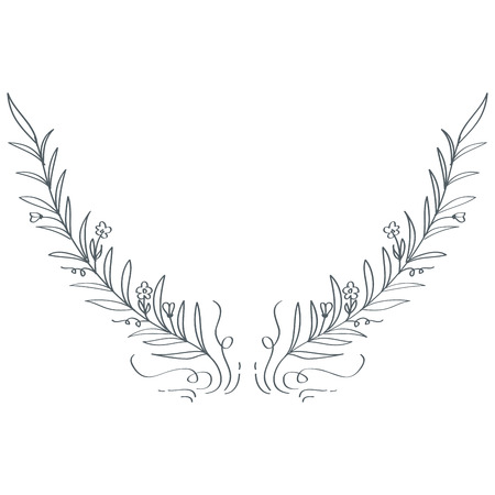 Hand drawn floral laurel decorative element.のイラスト素材