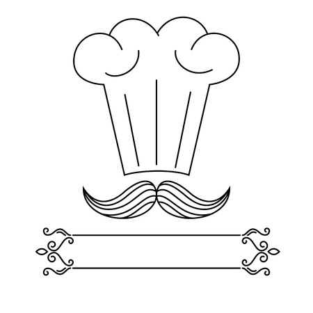Chef hat and mustaches drawing logoのイラスト素材