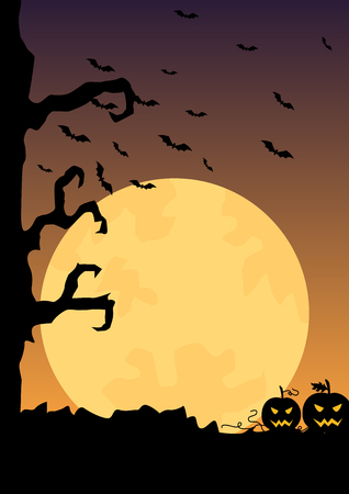Halloween evening moon spooky posterのイラスト素材