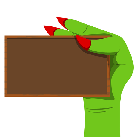 Green witch hand holding blank cardのイラスト素材