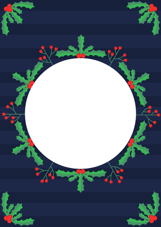 Christmas themed mistletoe and berries frameのイラスト素材