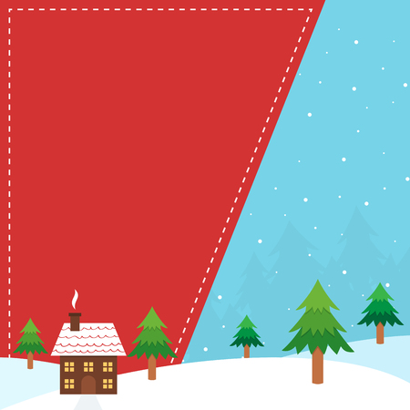 Winter rural scene christmas themed bannerのイラスト素材
