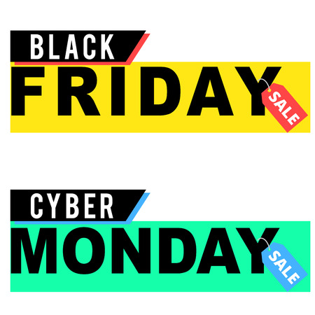 Black Friday and Cyber Monday sale bannersのイラスト素材