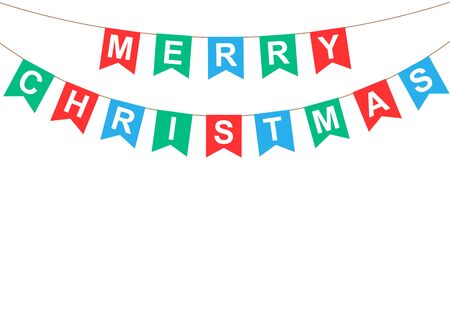 Merry Christmas colorful flag buntingsのイラスト素材