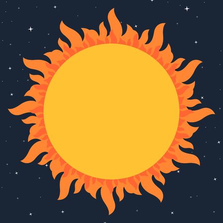 Cartoon style sun in space backgroundのイラスト素材