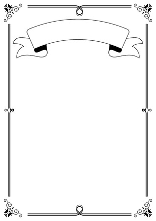 Decorative frame with blank ribbon Vector illustration.のイラスト素材