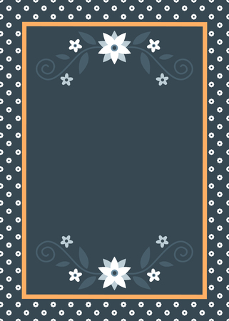Wedding card template with white flowers and golden frame Vector illustration.のイラスト素材