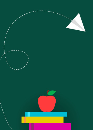 Green school board banner with books and appleのイラスト素材