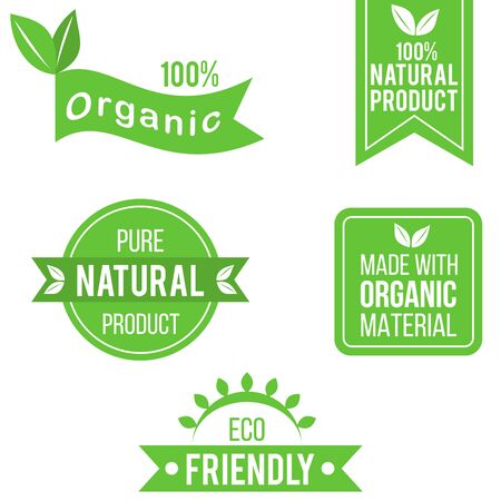 Green organic product labelsのイラスト素材
