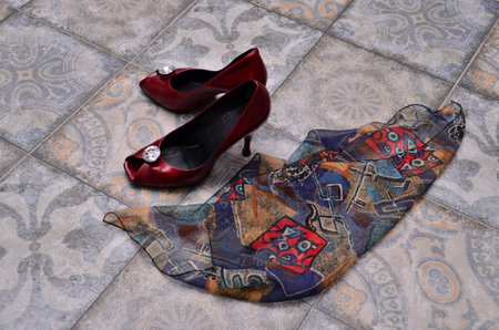 shoes and a handkerchiefの写真素材
