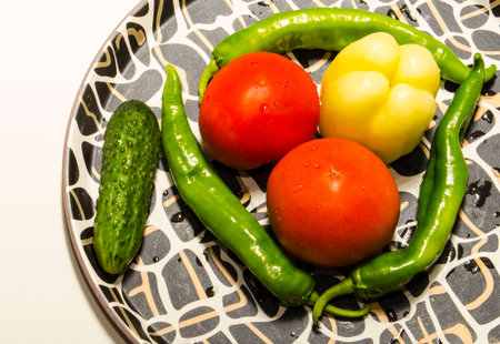 vegetables on a plateの写真素材