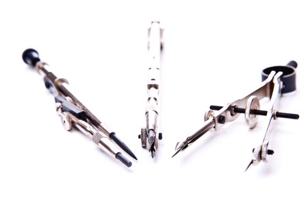 Three geometric tools for technical drawings. Isolated on white. With shadowの写真素材