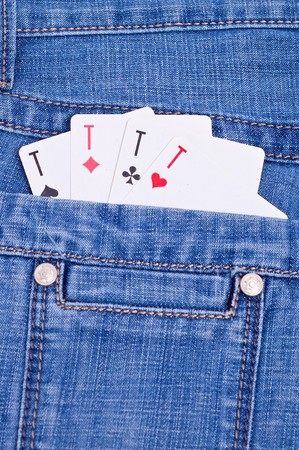 For aces in blue jeans back pocketの写真素材