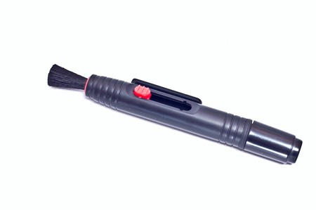 The special pencil for cleaning optic isolated on whiteの写真素材