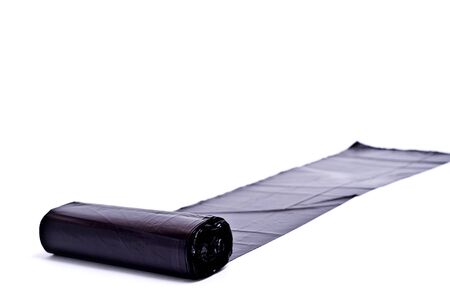 black garbage bag isolated on a white backgroundの写真素材