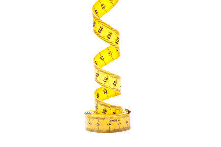 yellow tape measure isolated on white background