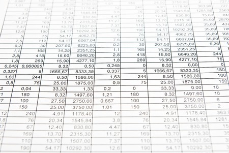 Raws of numbers. Some numbers are selected markers. Focus in centerの写真素材