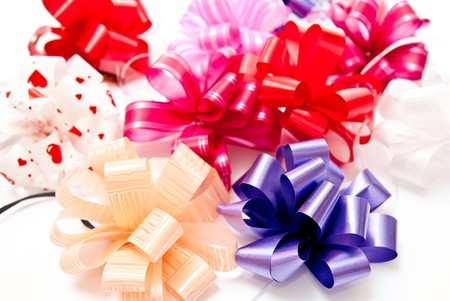 Background from colored bows. Studio shotの写真素材