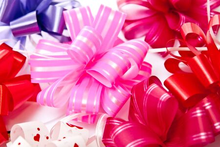 Background from colored bows. Studio shotの写真素材