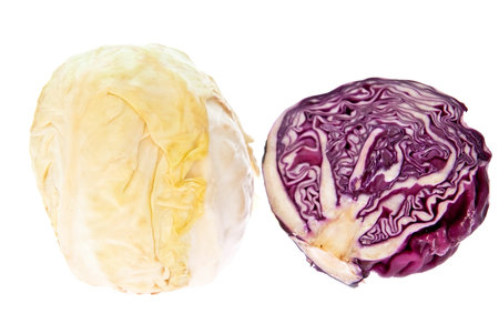 Fresh cabbages isolated on white backgroundの写真素材