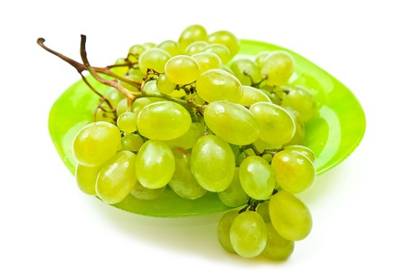 Green grape isolated on white backgroundの写真素材