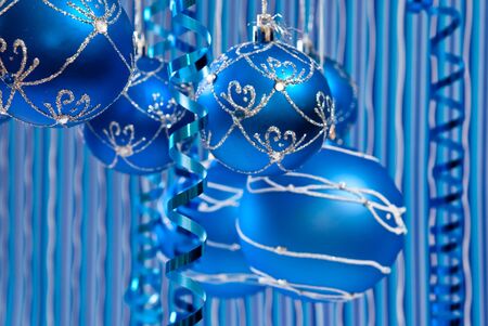 Christmas background from blue balls. studio shotの写真素材