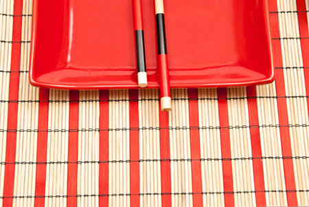 Close up at complete sushi set on the bamboo backgroundの写真素材