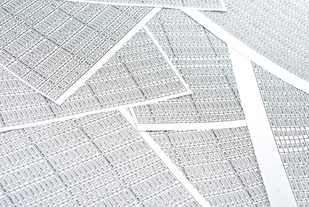 Rows of numbers on a spreadsheet. Studio shot