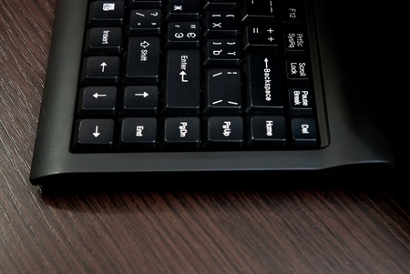 Black computer keyboard on the tableの写真素材